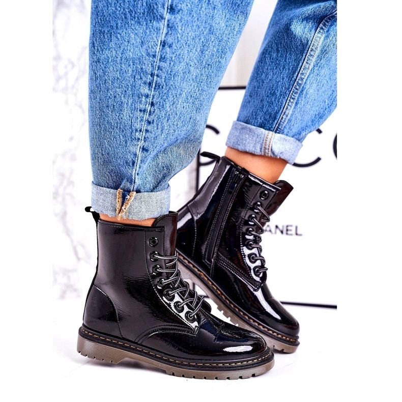 Botas quentes femininas Botas lacadas Black Thunder preto 3