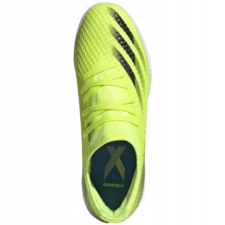 Adidas X Ghosted.3 In Junior chuteiras amarelo-preto-branco FW6924 verde 1