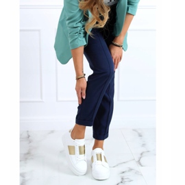 Tênis de sola alta branco e dourado LA133P Ouro 1