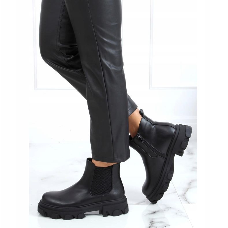 Botas pretas Chelsea com sola alta pretas 888-52 pretas preto 2
