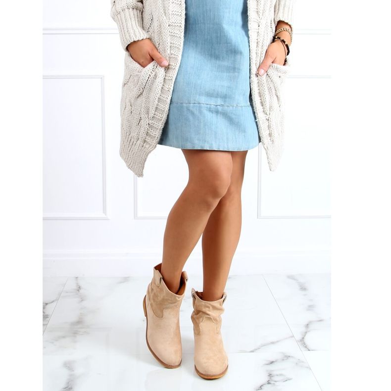 Botas bege em uma cunha oculta B0-515 Khaki cáqui 1