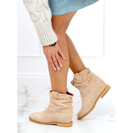 Botas bege em uma cunha oculta B0-515 Khaki cáqui 2 Botas bege em uma cunha oculta B0-515 Khaki cáqui 2