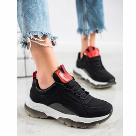 SHELOVET Tênis de couro ecológico preto 2