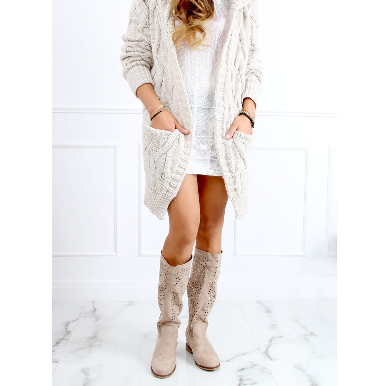 Botas Openwork Bege Cunha escondida ST-56P Bege 2 Botas Openwork Bege Cunha escondida ST-56P Bege 2