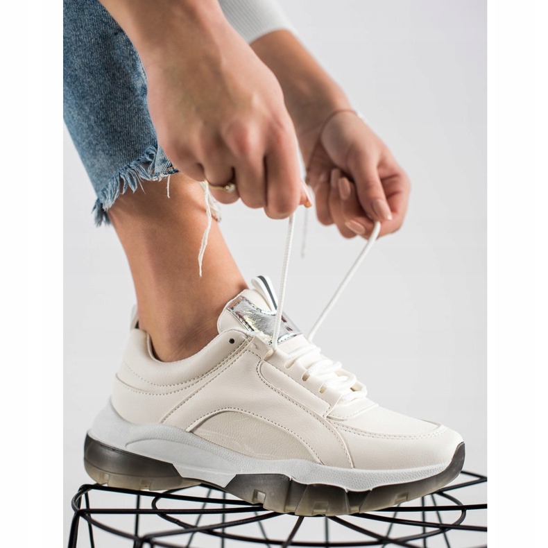 SHELOVET Tênis de couro branco ecológico 2