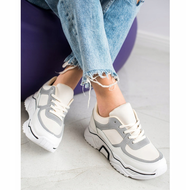 SHELOVET Tênis esportivos confortáveis branco marrom 1