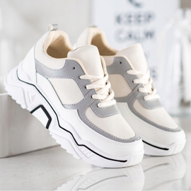 SHELOVET Tênis esportivos confortáveis branco marrom 2