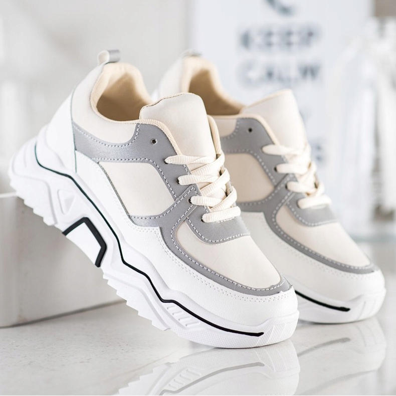 SHELOVET Tênis esportivos confortáveis branco marrom 2