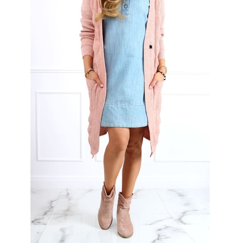 Botas de salto baixo em bege e rosa Z1165 Khaki cáqui 1