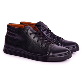 Bednarek Polish Shoes Tênis de couro masculino de couro preto bednarek preto 1