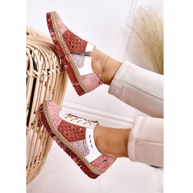 Sapatos de couro femininos Maciejka Coral 03339-43 branco vermelho rosa multicolorido 2