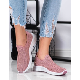 SHELOVET Slipons com cristais rosa 1
