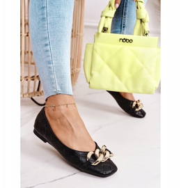 PS1 Elegantes bailarinas acolchoadas Black Coco com corrente preto 2