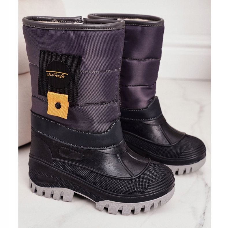 Apawwa Botas de neve infantis aquecidas com pele cinza-rubi roxo multicolorido 1
