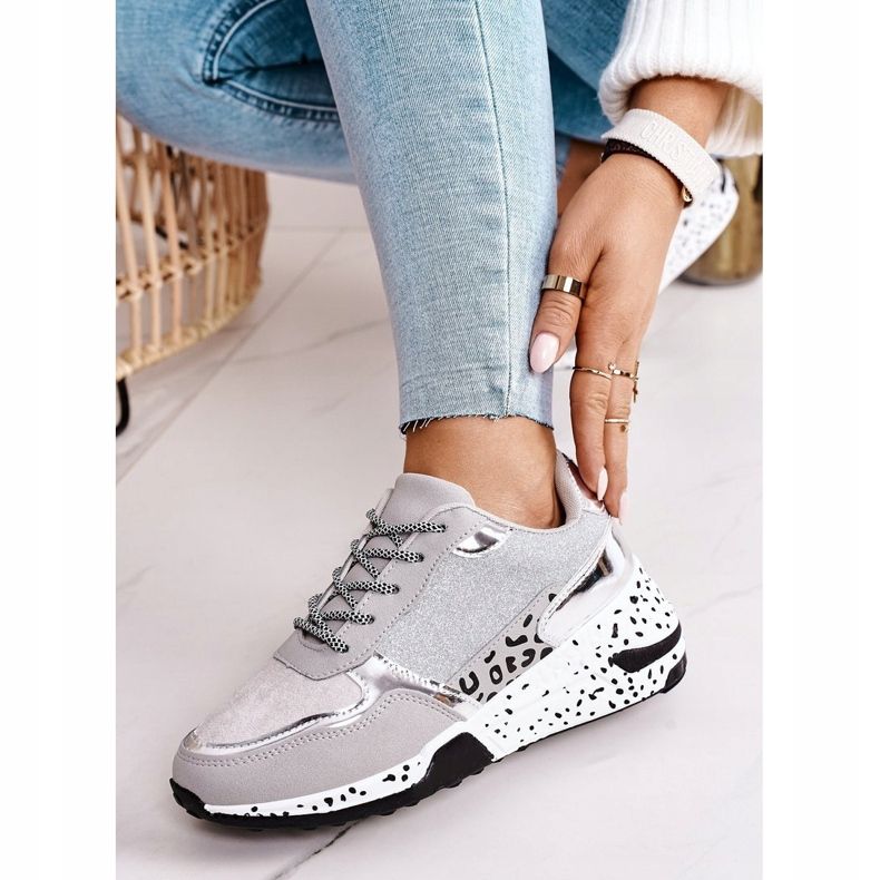 PS1 Tênis feminino cunha prateado Avery cinza multicolorido 2