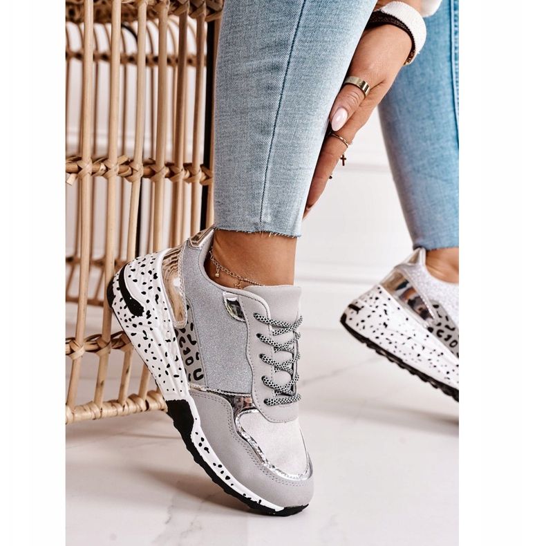 PS1 Tênis feminino cunha prateado Avery cinza multicolorido 1