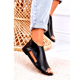 Nicole Sandálias lisas de couro feminino pretas Natalie preto 4