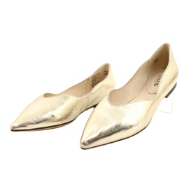 Senhoras bailarinas de couro Caprice 24200 ouro feminino dourado 2