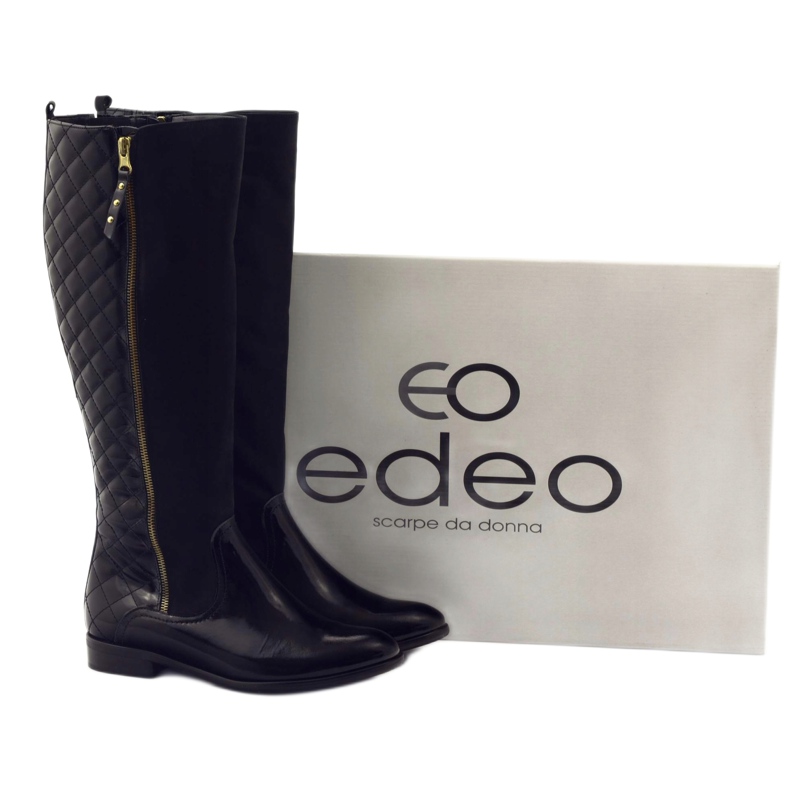 BM Botas acolchoadas com patente preta para mulheres 1800 preto 4