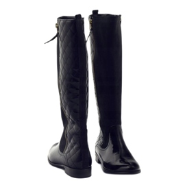 BM Botas acolchoadas com patente preta para mulheres 1800 preto 3