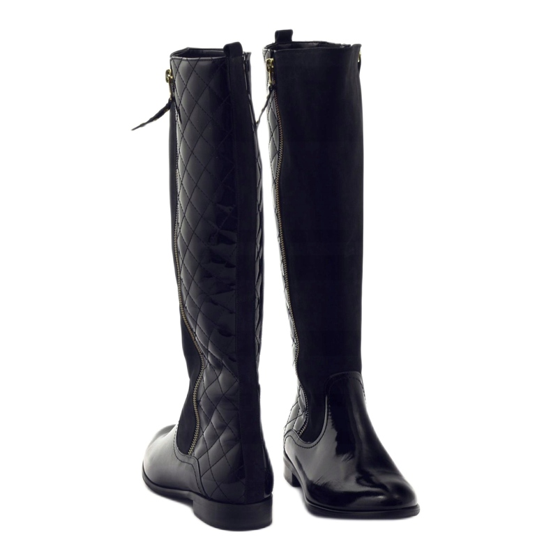 BM Botas acolchoadas com patente preta para mulheres 1800 preto 3