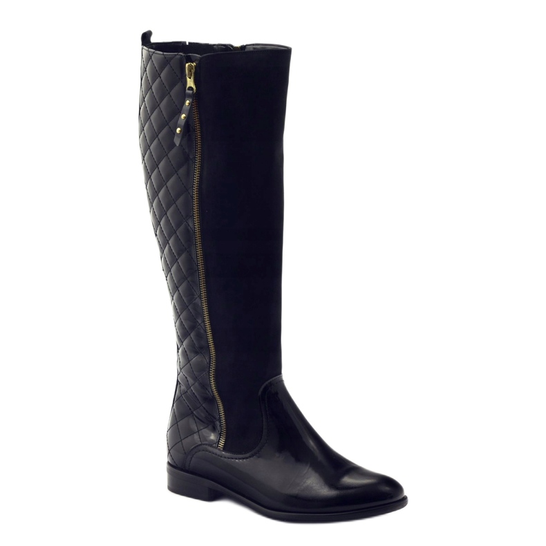 BM Botas acolchoadas com patente preta para mulheres 1800 preto 1