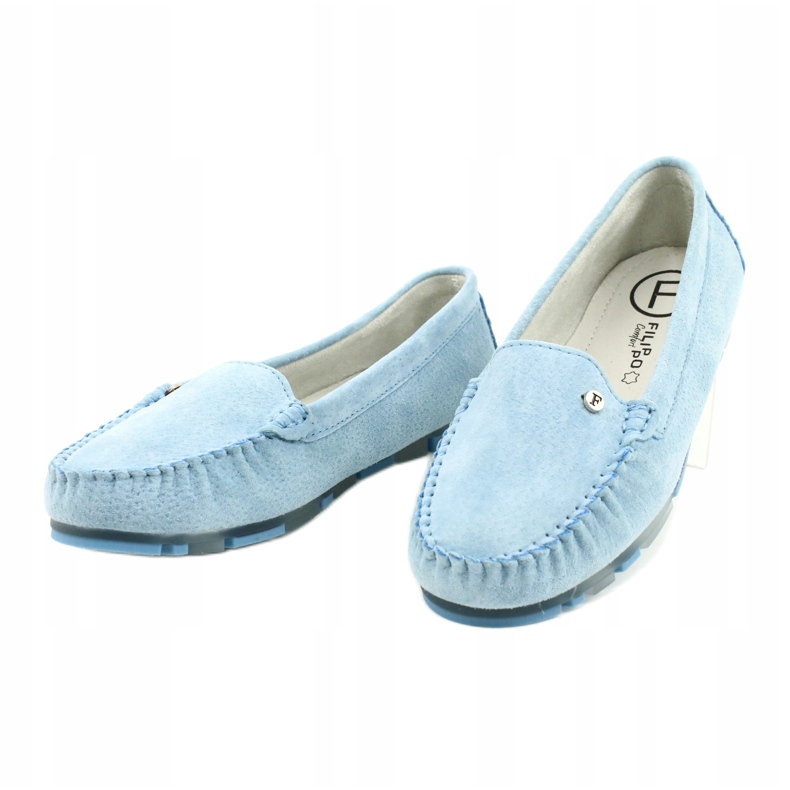Mocassim feminino de couro Filippo DP2037 / 22 azul 3