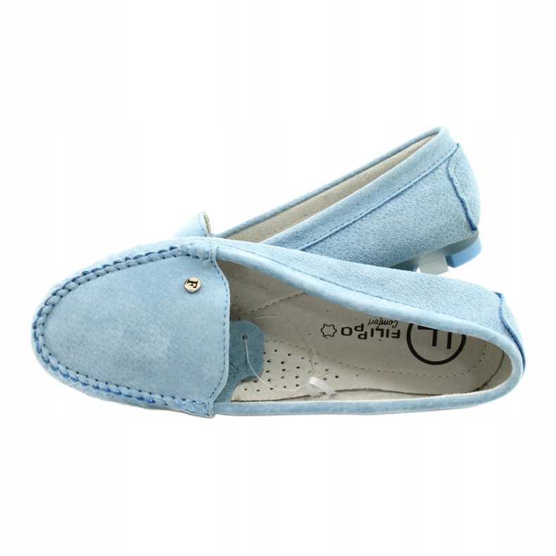 Mocassim feminino de couro Filippo DP2037 / 22 azul 5