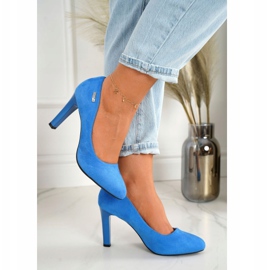 PJ1 Classic Pumps On A Heel Suede Blue Eliana azul 2