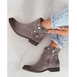 Botas femininas de camurça com fivela Cappuccino 1198 Exquisite marrom 1