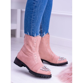 Botas de tornozelo Lu Boo femininas com Zircônia Cúbica Pó Rosa Carrie 2 Botas de tornozelo Lu Boo femininas com Zircônia Cúbica Pó Rosa Carrie 2