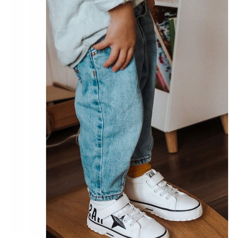 Apawwa Tênis alto infantil com velcro branco faiscante 1