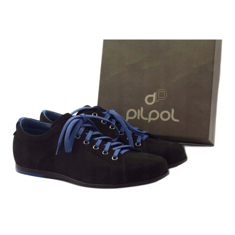 Sapatos esportivos masculinos negros Pilpol C191 preto azul 4