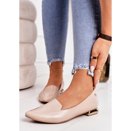 Mocassins femininos com salto dourado Laura Messi 2013 Bege 1