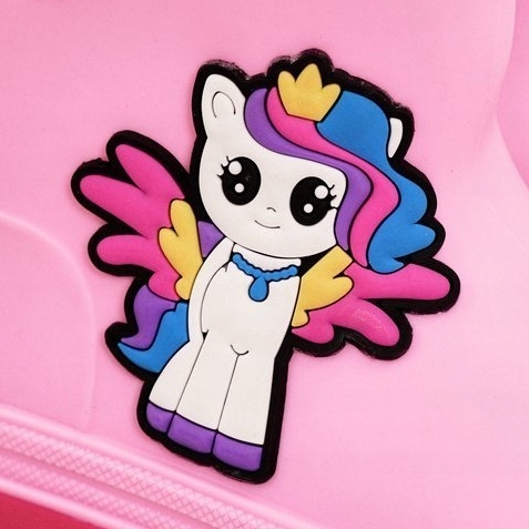 Galochas rosa infantil com um pônei 1 Galochas rosa infantil com um pônei 1