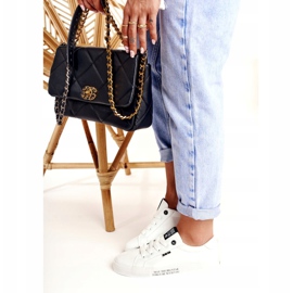 Tênis de couro feminino com a inscrição Big Star EE274316 branco preto 2