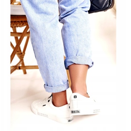 Tênis de couro feminino com a inscrição Big Star EE274316 branco preto 3