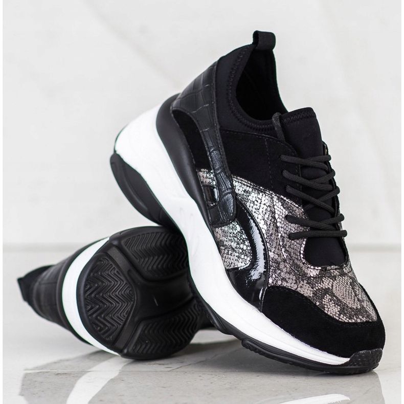 Bestelle Tênis da moda na plataforma bege preto 1