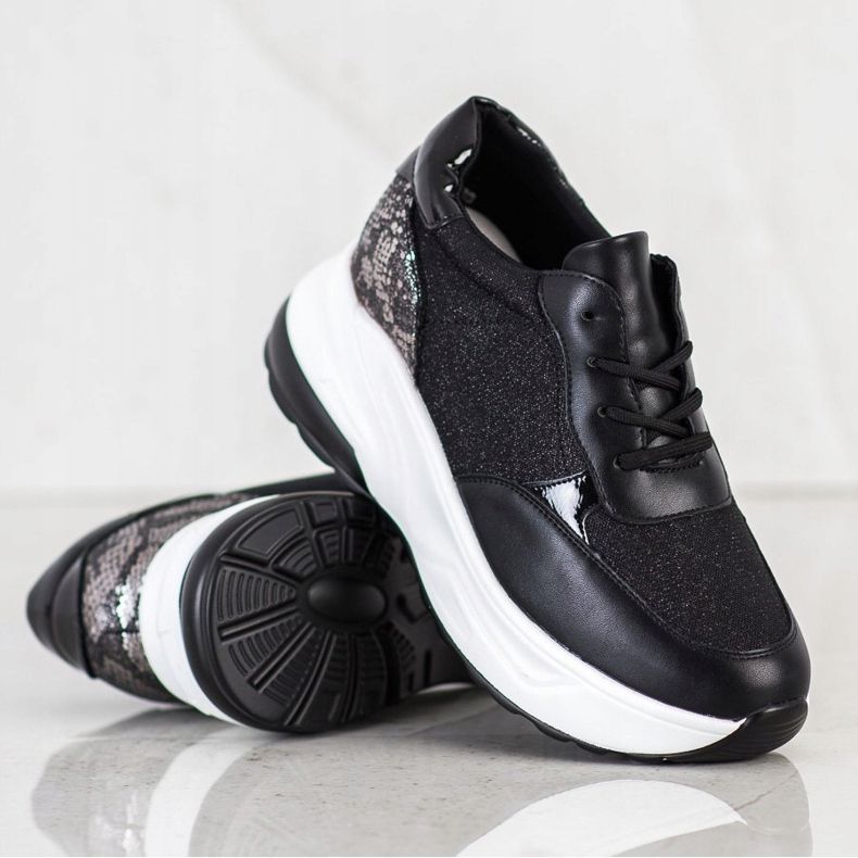 Bestelle Tênis Pretos Com Brilho prata 1