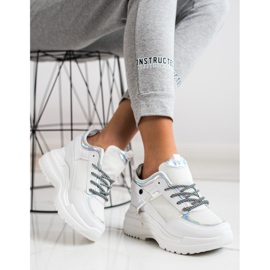 Marquiz Tênis de cunha branco prata 1