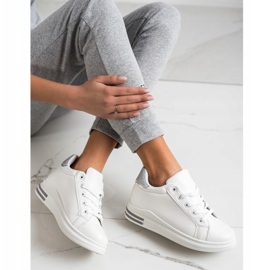 Diamantique Tênis cunha com brilho branco prata 2