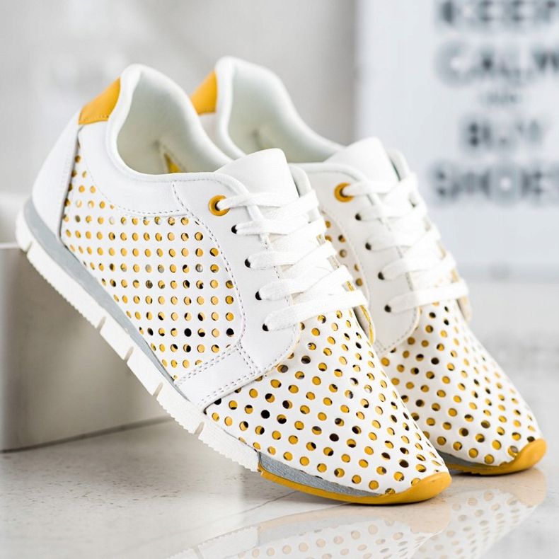 Kylie Tênis Openwork Branco e Amarelo 1
