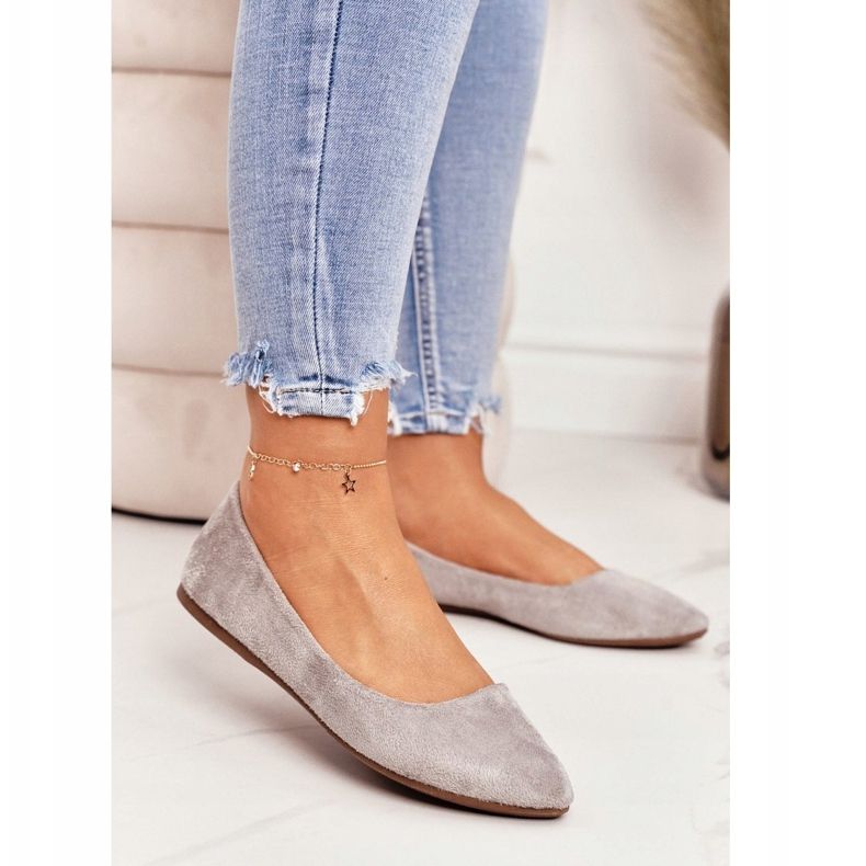 PS1 Bailarinas cinza feminino camurça Dermeno 2