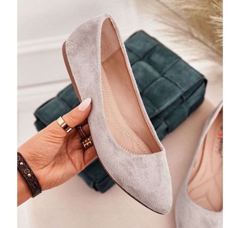 PS1 Bailarinas cinza feminino camurça Dermeno 1