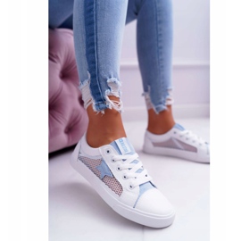 Tênis feminino com malha Big Star DD274689 branco-azul 1