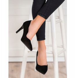 Kylie Saltos de camurça elegantes preto dourado 1