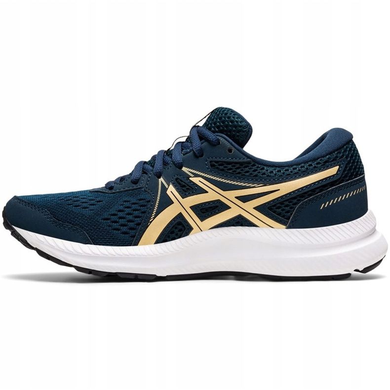 Sapatos femininos Asics Gel-Contend 7 azul marinho 1012A911 401 dourado 1