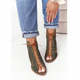 Botas femininas de couro camurça Maciejka verdes 04040-09 bege 1