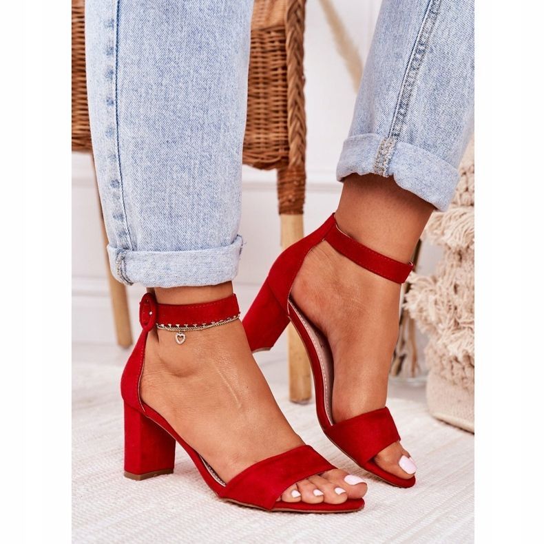 EVE Sandálias com salto em camurça vermelha Lexi feminino vermelho 2
