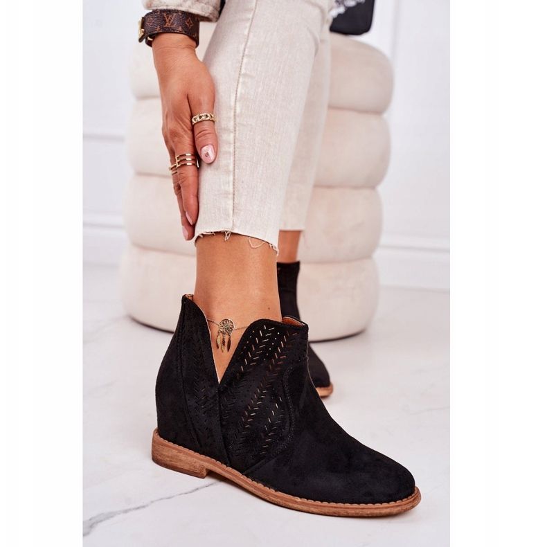 Botas de cunha pretas Melanie Openwork preto 1